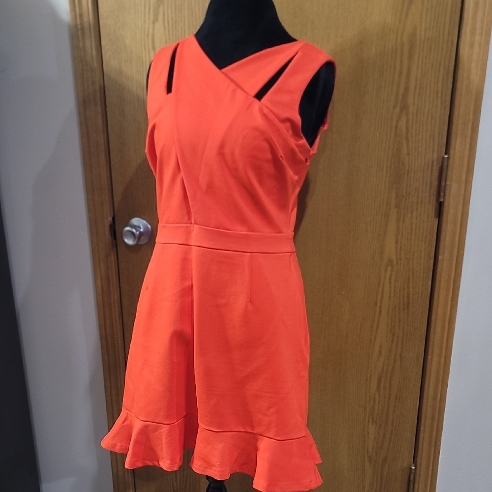 Adelyn Rae Bold Orange Cross-Strap Mini Dress